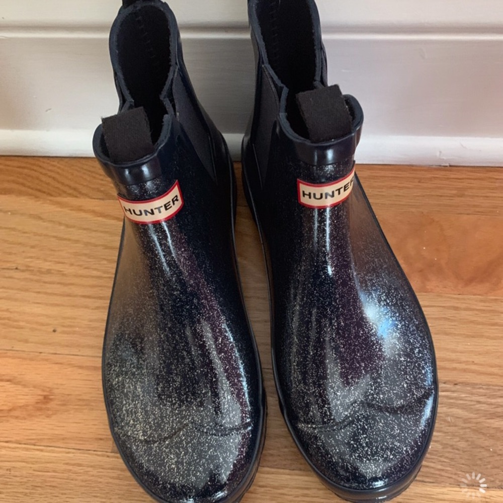 Hunter navy/glitter rain boots BRAND NEW